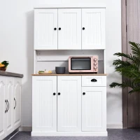 HOMCOM 71" Buffet with Hutch, Modern Kitchen Pantry Storage Cabinet with Microwave Oven Countertop, Drawer, White(m-2)