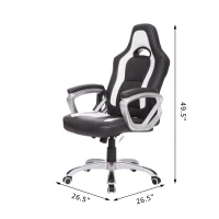 HomCom Race Car Style PU Leather Heated Massaging Office Chair - Black and White(m-3)