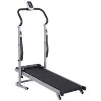 Soozier 2-in-1 Foldable Treadmill Walking Pad Manual Treadmill Machine Sit Up Bench with LCD Screen Home Exercise Fitness(m-9)