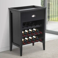 HomCom 33" 15 Bottle Floor Wine Rack Storage Cabinet - Black(m-2)