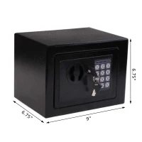 HomCom 9" x 7" x 7" Steel Electronic Digital Security Safe - Black(m-3)