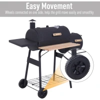 Outsunny 48" Steel Portable Backyard Charcoal BBQ Grill and Offset Smoker Combo with Wheels(m-6)
