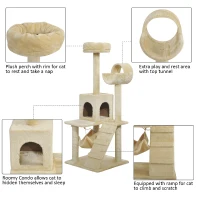 PawHut 52" Sisal Cat Scratcher Multi-Level Tree Interactive Playground Toy With Tunnel, Ramp, Perches(m-3)