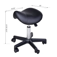 HomCom Ergonomic Adjustable Hydraulic Rolling Swivel Spa Salon Saddle Stool Chair - Black(m-3)