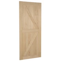 HOMCOM 7' H x 3' W Sturdy Sliding Barn Door, Unfinished Solid Spruce Wood Frame with Pre-Drilled Holes(m-8)