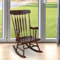 HomCom Wooden Baby Nursery Rocking Chair - Dark Brown(m-4)