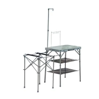 Outsunny 4.5' Compact Portable Folding Suitcase Camp Kitchen Outdoor Camping Table with Windscreen(m-2)