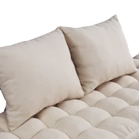 HOMCOM Click Clack Couch  Convertible Futon Sleeper Sofa Bed - Modern - Linen Fabric - 61" L - Beige(m-7)
