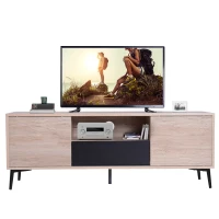 HomCom 47" Wood Mid Century Modern Cabinet TV Stand with Storage - Oak(m-1)