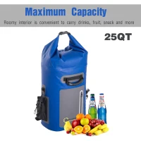 Outsunny 25 Quart Capacity Soft Sided Waterproof Insulated Backpack Cooler Bag - Blue(m-4)