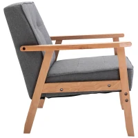 HOMCOM Mid-Century Accent Chair Modern Fabric Upholstered Tufted Back Lounge Sofa Seat - Grey(m-5)