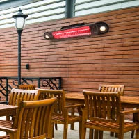 Outsunny 1500 Watt Indoor Outdoor Remote Control Wall Mount Electric Patio Heater - Silver(m-4)
