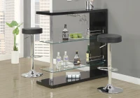 Monarch 2 Piece Modern PU Leather Seat Chrome Base Hydraulic Lift Swivel Barstool Chair Set - Black Finish(m-2)