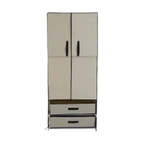HomCom 68"X29" Portable Clothes Closet Wardrobe Rack - Beige(m-3)
