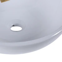 Kleankin 16.5"D Round Above Counter Vessel Sink Porcelain Ceramic Bathroom Vanity Sink Art Basin - Glossy White(m-7)