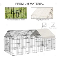 PawHut 87" x 41" Crate Galvanized Metal Outdoor Pet Enclosure with Removeable Protective Cover Black/White(m-5)