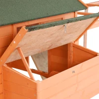 PawHut Large Outdoor Lockable Chicken Coop Solid Wood Deluxe Bunny Hen Hutch Kit with Nesting Box and Run(m-10)