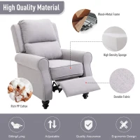 HOMCOM Modern Manual Recliner Armchair with Retractable Footrest  Grey(m-6)