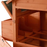 PawHut Large Outdoor Lockable Chicken Coop Solid Wood Deluxe Bunny Hen Hutch Kit with Nesting Box and Run(m-12)