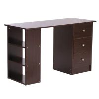 HomCom 47” Wooden Home Office Computer Desk With Shelves 3 Drawers - Espresso Brown(m-1)