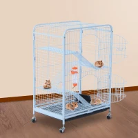 PawHut 37" Mesh 4 Level Portable Indoor Small Animal Pet Habitat Cage Kit - White(m-2)