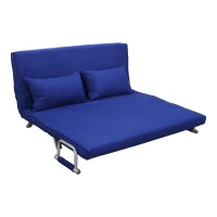 HomCom Full Size Folding 5 Position Steel Convertible Sleeper Bed Chair - Deep Blue(m-3)