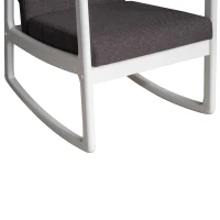HomCom Modern Wood Rocking Chair Indoor Porch Furniture for Living Room - White / Gray with Cushion(m-11)