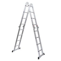 HomCom 15.5' Adjustable Multi-Purpose Aluminum Folding Ladder(m-4)