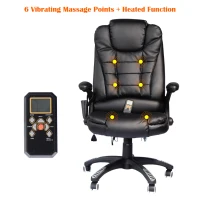 HomCom Home Office Chair PU Leather High-Back Executive Ergonomic Heated Vibrating Massage Chair - Black(m-5)