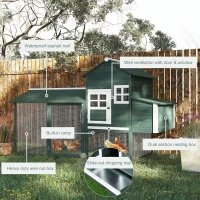 PawHut 83" Wooden Outdoor Backyard Chicken Coop Fence Rabbit Bunny Hutch House with Covered Run and Nesting Box(m-7)