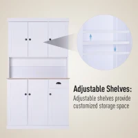 HOMCOM 71" Buffet with Hutch, Modern Kitchen Pantry Storage Cabinet with Microwave Oven Countertop, Drawer, White(m-5)