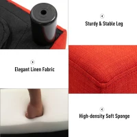 HOMCOM Ottoman Foot Rest, Small Foot Stool with Linen Fabric Upholstery and Plastic Legs, Cube Ottoman for Living Room, Red(m-5)