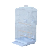 PawHut 36" Metal Indoor Bird Cage Starter Kit with Tray and Accessories - White(m-7)