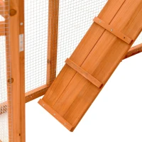 PawHut 77" x 38" x 69" Large Safe Wooden Outdoor Cat Enclosure Catio Cage Playpen Small Animal Habitat Home with Ramp and Covered House(m-13)