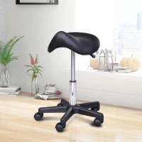 HomCom Ergonomic Adjustable Hydraulic Rolling Swivel Spa Salon Saddle Stool Chair - Black(m-1)