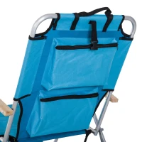 Outsunny Aluminum Outdoor Folding Reclining Camping Chair Backpack Portable Picnic Seat w/ Headrest And Cup Holder - Blue(m-9)