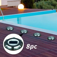 Outsunny Solar Powered LED Pathway Dock Driveway Road Marker Lights - 8 pack(m-2)