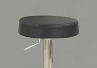 Monarch 2 Piece Modern PU Leather Seat Chrome Base Hydraulic Lift Swivel Barstool Chair Set - Black Finish(m-3)