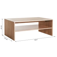 HOMCOM 2 Tier Coffee Table Rustic Living Room Table Indoor Rectangle Wood Coffee Table - Oak(m-7)