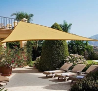 Outsunny 10' Triangle  Outdoor Patio Portable Shade Canopy Sun Sail  - Sand(m-2)
