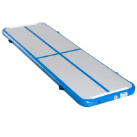 Soozier Inflatable Air Mat 16.5’ Air Track with Pump Light Grey/Blue(m-1)