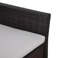 Outsunny 2 Piece Rattan Wicker Outdoor Loveseat with Sunshade Canopy and Nesting Ottoman Footrest - Brown(m-13)