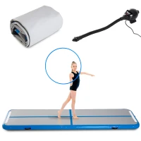 Soozier Inflatable Air Mat 16.5’ Air Track with Pump Light Grey/Blue(m-6)