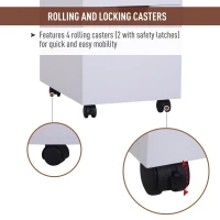 Open Box HomCom 24" 3-Drawer Modern Rolling Storage Cabinet Office Supply Printer Cart With Locking Wheels(m-6)