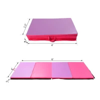 Soozier 6' x 4' x 2" PU Leather Folding Gymnastics/ Martial Arts Mat - Pink and Purple(m-7)