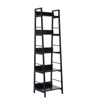 HomCom 2 Pack 5-Shelf Modern Ladder Bookcase (Black)(m-4)