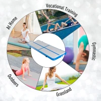 Soozier Inflatable Air Mat 16.5’ Air Track with Pump Light Grey/Blue(m-7)