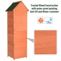 Outsunny Solid Pine Wood Lockable 4-Door Storage Shed with Shelving for Your Backyard Garden Organization Needs(m-4)