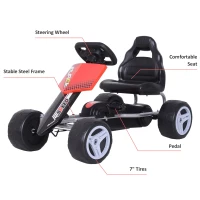 Aosom Kids Go Kart Ride On Pedal Car Toddlers Off Road Racing Car- Red(m-4)