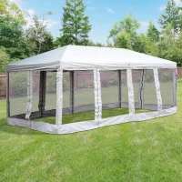 Outsunny 10' x 20' Pop Up Canopy Tent with Netting, Heavy Duty Large Party Tent, Instant Sun Shelter, with Carry Bag, for Backyard Garden Patio, Beige(m-3)